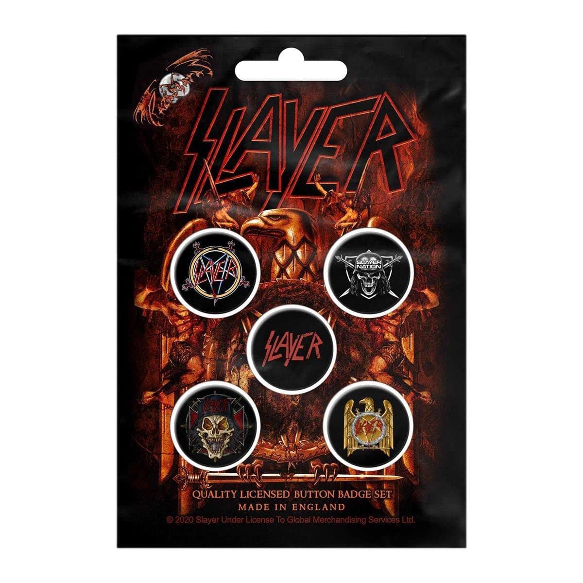 Slayer Official 5-Piece Badge Pack Eagle Band Logo Pin Buttons