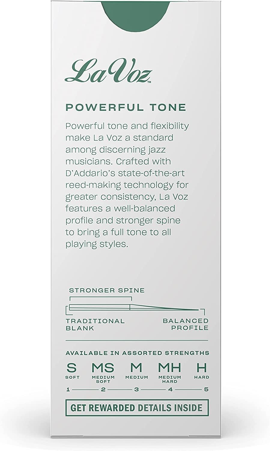 La Voz Baritone Saxophone Reeds, Medium Hard, 5 Pack