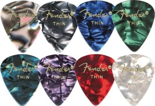 Fender Premium Celluloid Guitar Picks 351 Shape, Green Moto, Medium, 12-Pack