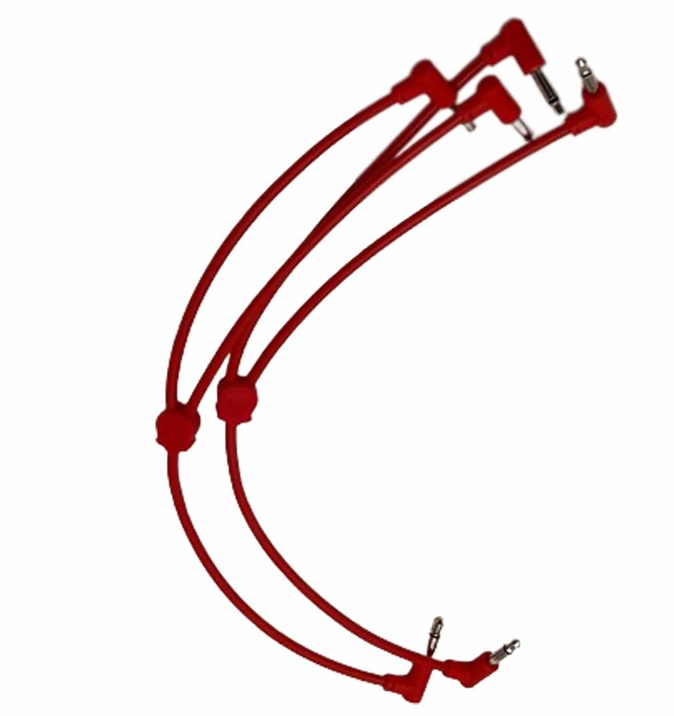Starving Students Music Supplies Luigi's Modular M-Doppio Mini Y Right Angled Splitter Patch Cables 15cm x 15cm - 2 Pack (Red) - 3.5mm Splitter for Eurorack Modular Synthesizer