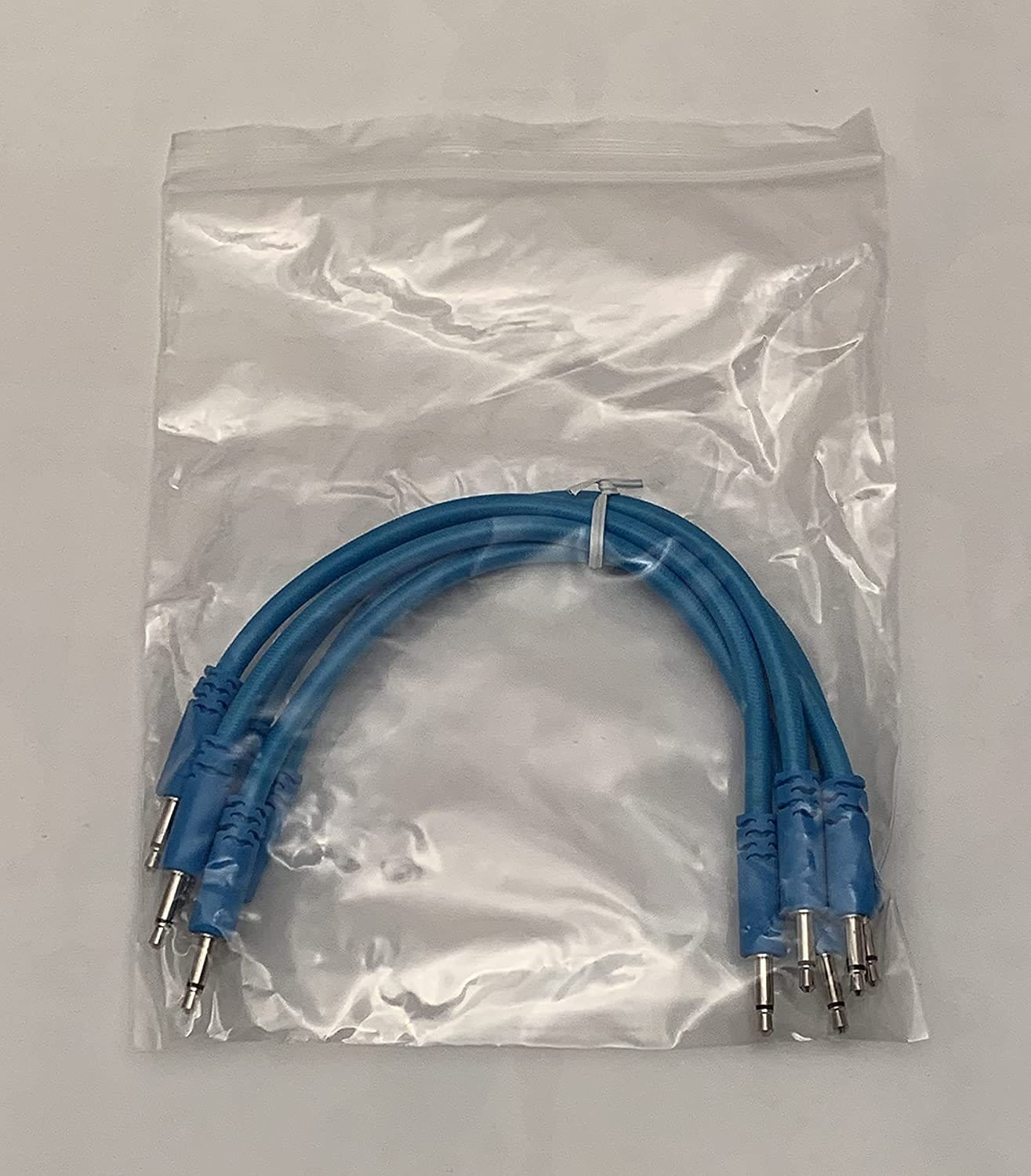 Luigi's Modular Supply Bucatini Braided Patch Cables - Package of 5 Blue Cables, 6" (15 cm)