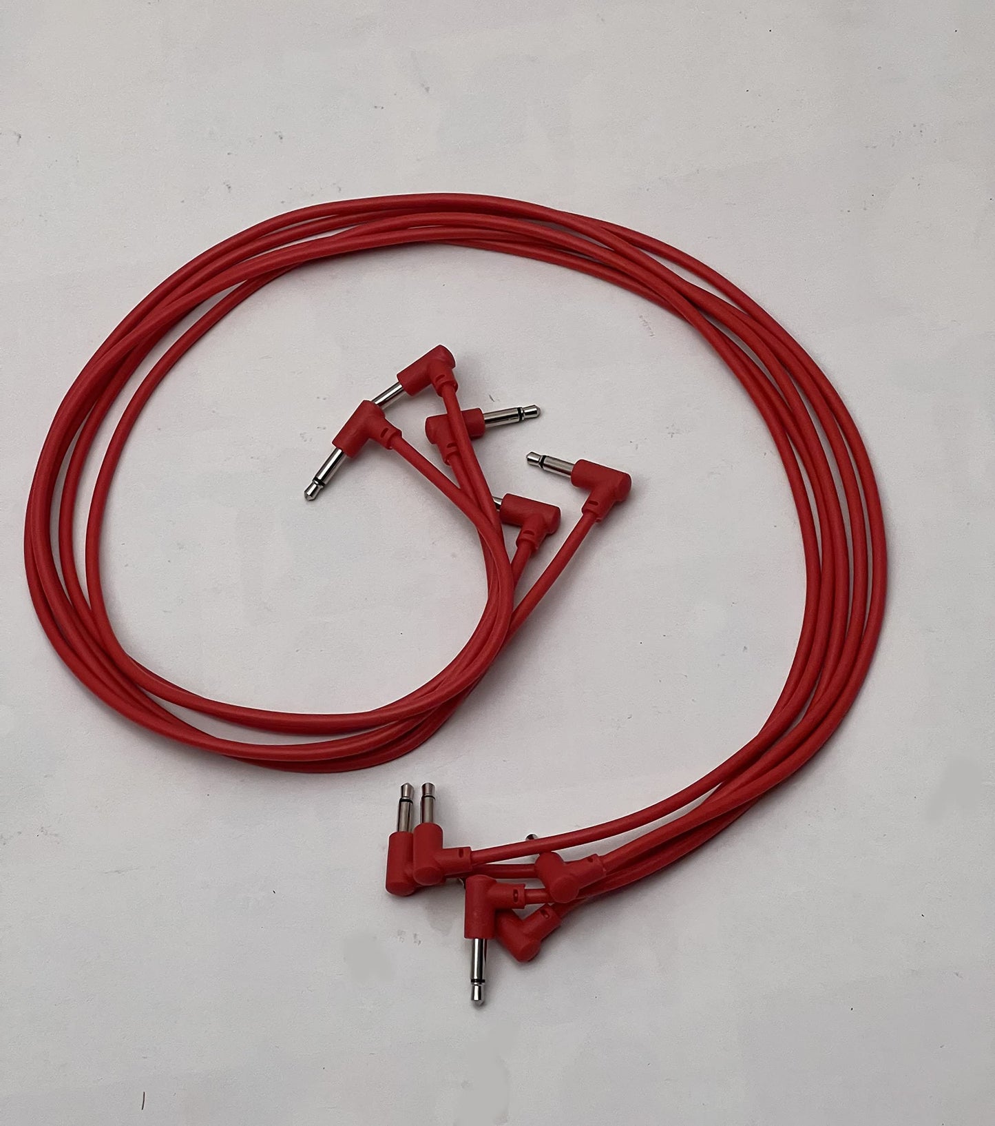 Starving Students Music Supplies SSMS - Luigis Modular M-PAR Right Angled Eurorack Patch Cables - Package of 5 Red Cables (60cm)