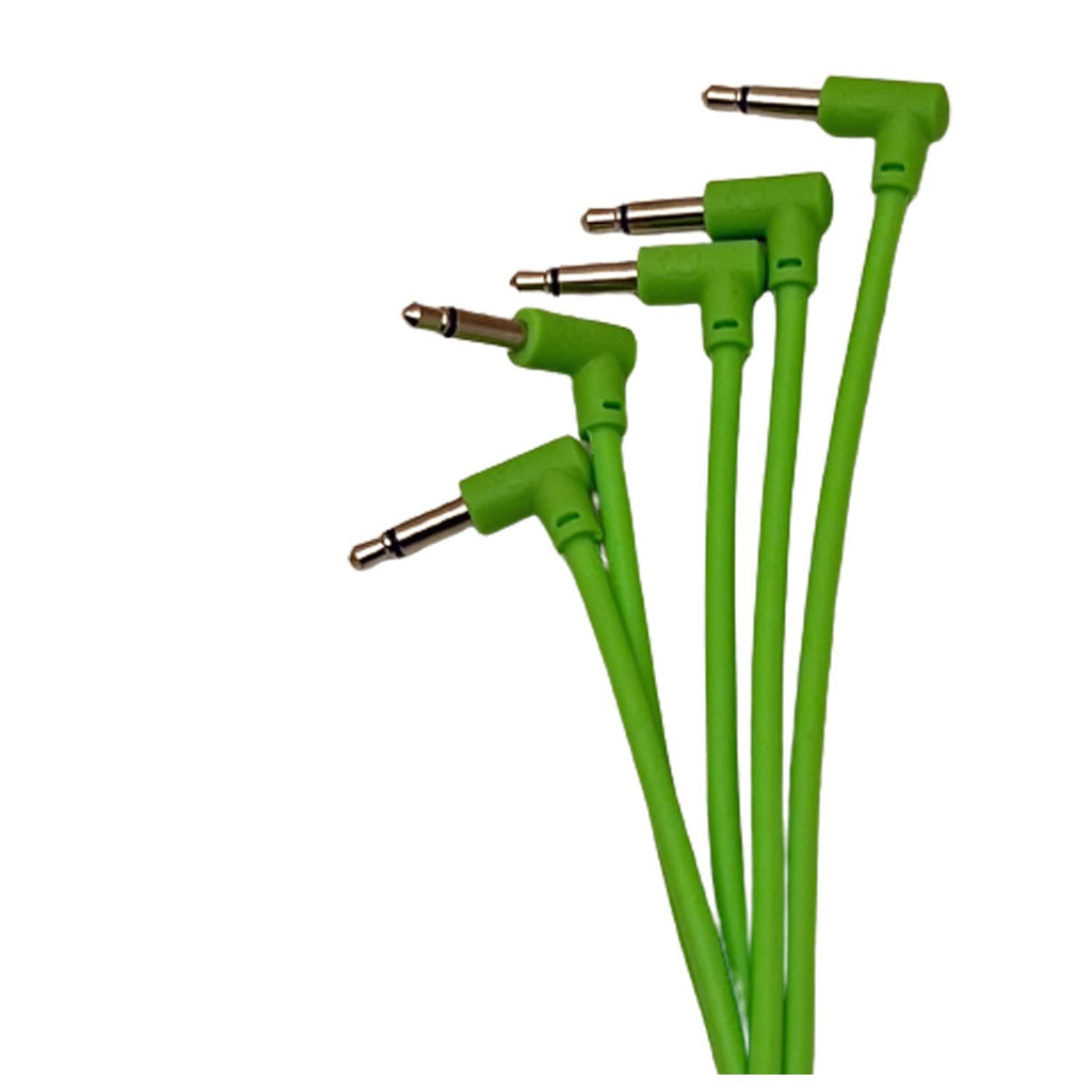 Luigis Modular M-PAR Right Angled Eurorack Patch Cables - Package of 5 Green Cables, 18" (45 cm)