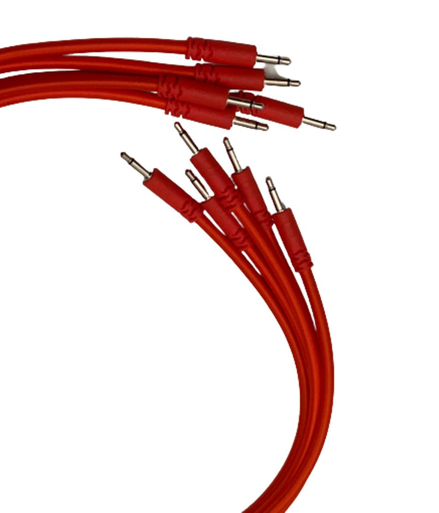 Luigis Modular Supply Bucatini Braided Patch Cables Package of 5 Red Cables, 24 60 cm