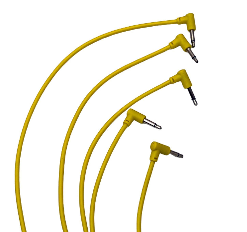 Luigis Modular M-PAR Right Angled Eurorack Patch Cables - Package of 5 Yellow Cables, 4 (10 cm)
