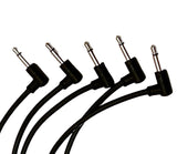 Luigis Modular M-PAR Right Angled Eurorack Patch Cables - Package of 5 Black Cables, 6 (15 cm)