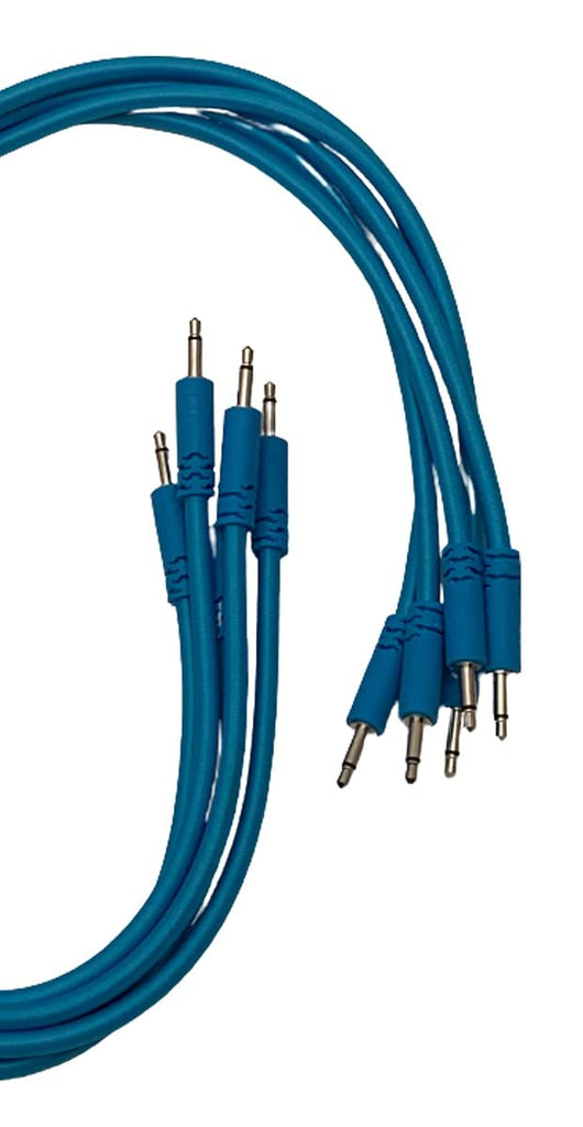 Luigis Modular Bucatini Braided Eurorack Patch Cables - Package of 5 Blue Cables, 36" (90 cm)