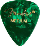 Fender Premium Celluloid Guitar Picks 351 Shape, Green Moto, Medium, 12-Pack