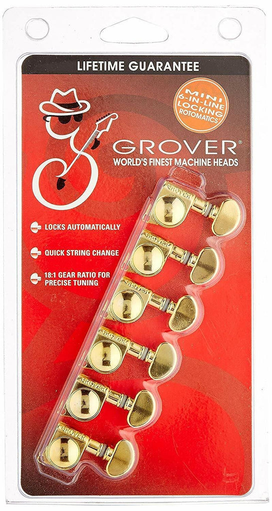 Grover 406G6 Mini Self Locking Rotomatic Tuner, 6-In-Line, Gold