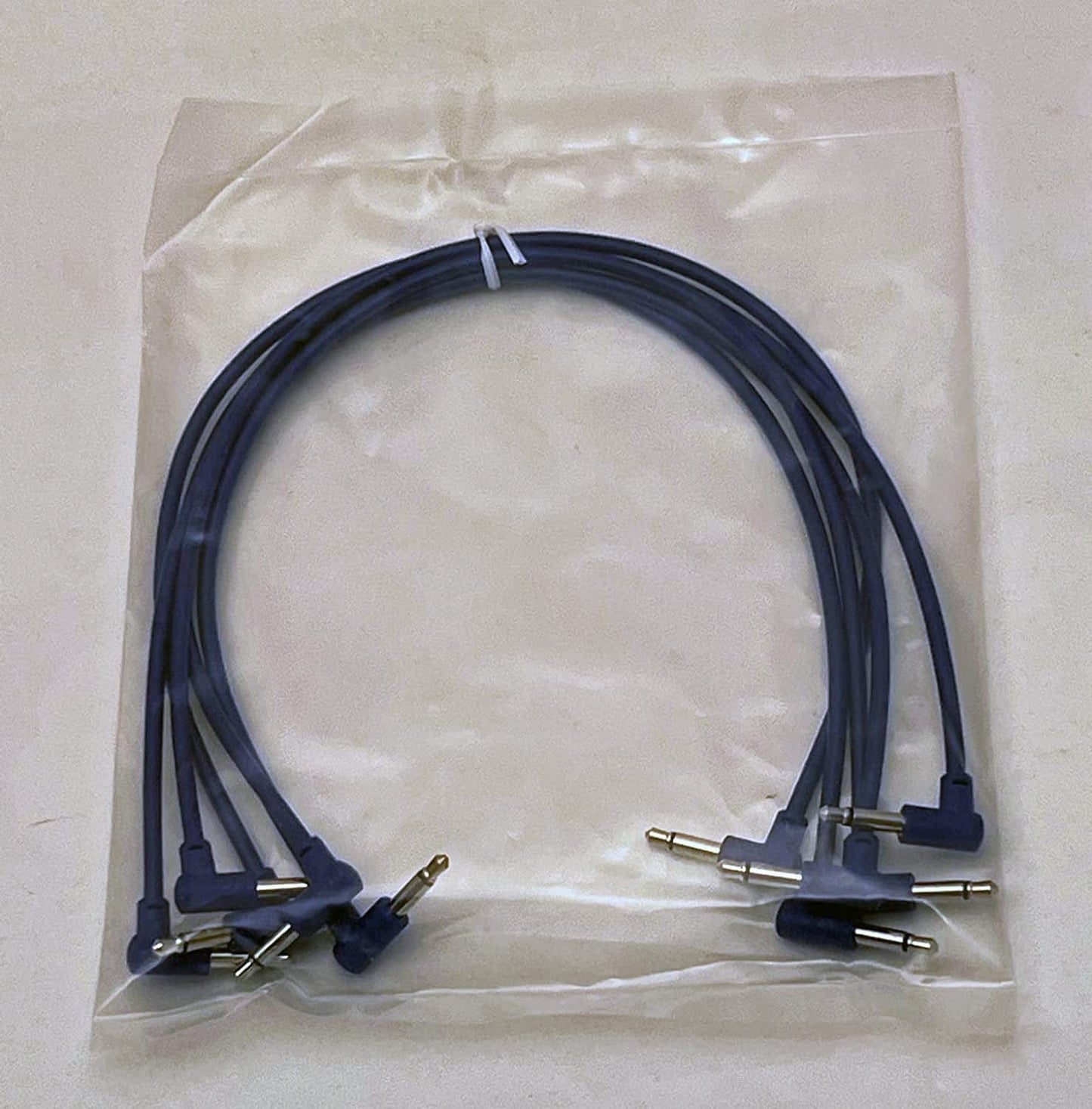 Luigis Modular M-PAR Right Angled Eurorack Patch Cables - Package of 5 Blue Cables, 12" (30 cm)