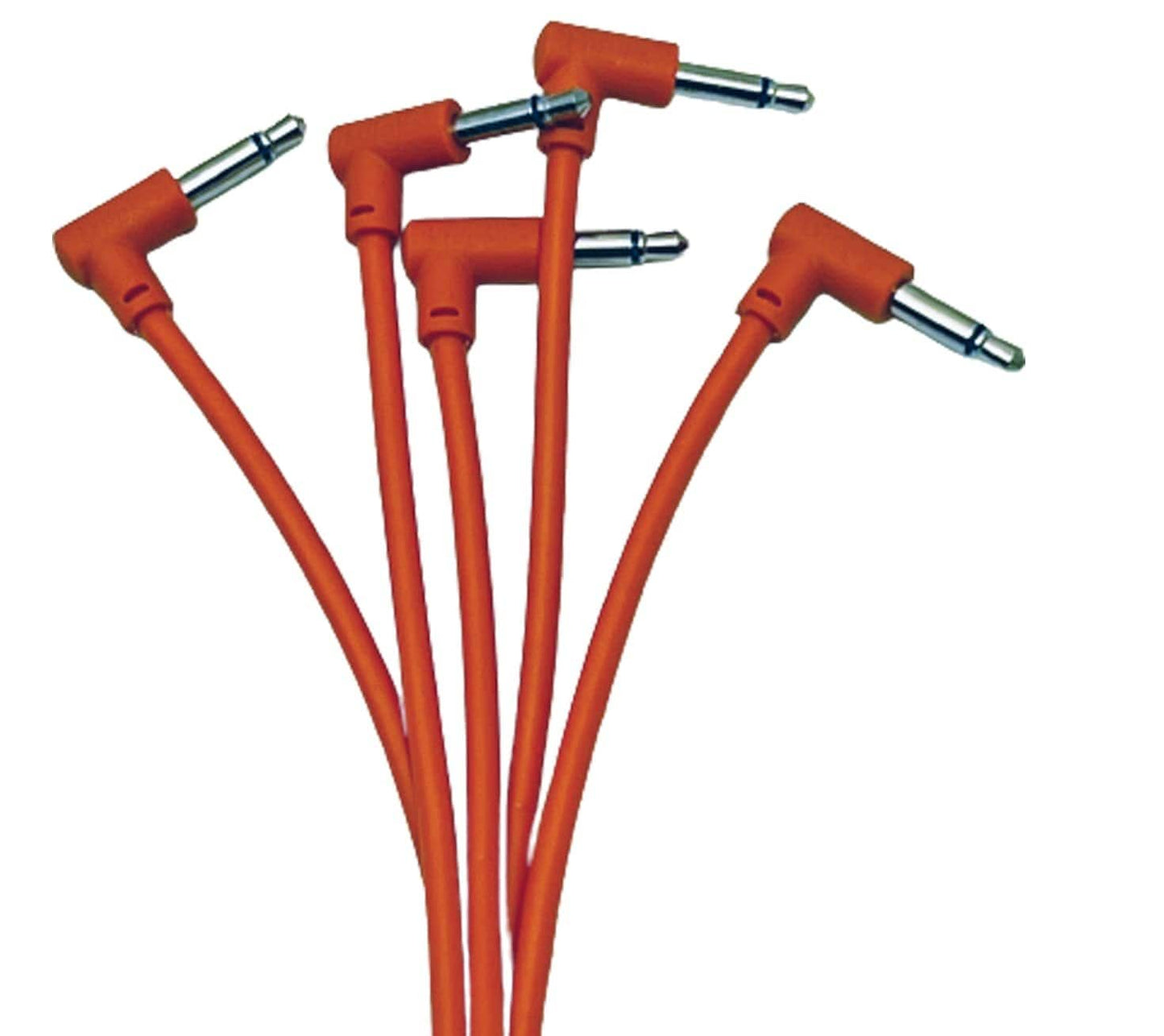 Luigis Modular M-PAR Right Angled Eurorack Patch Cables - Package of 5 Orange Cables, 12" (30 cm)