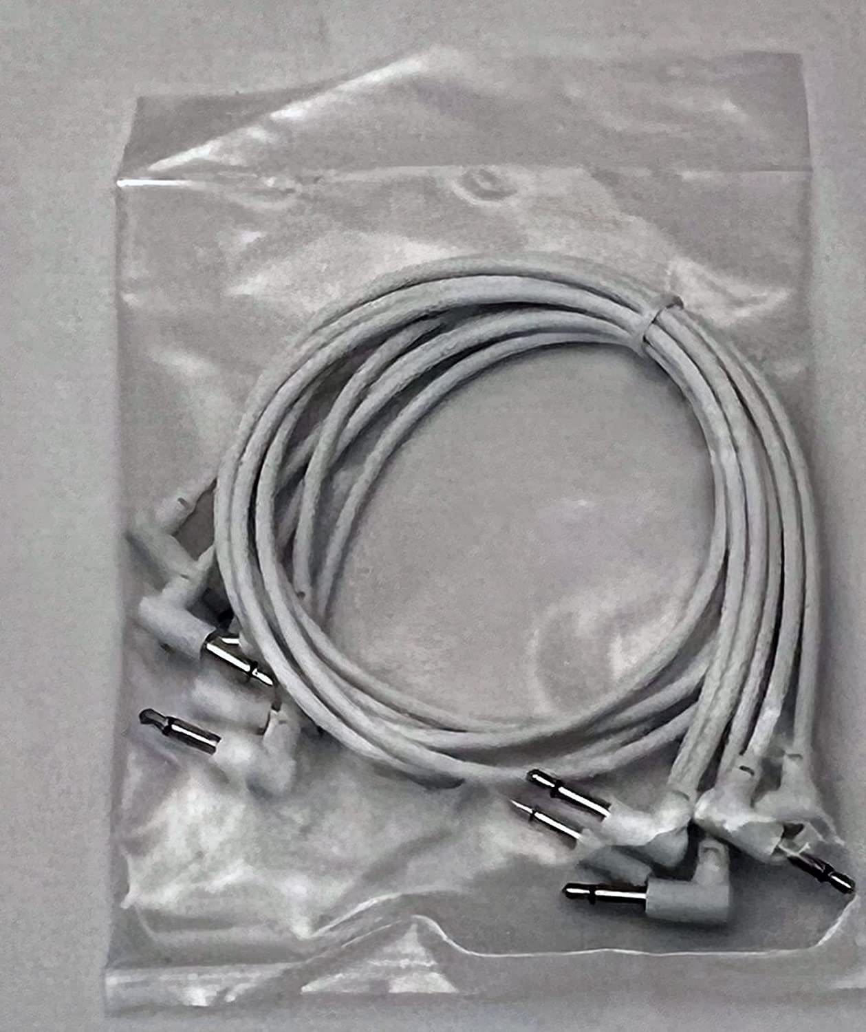 Luigis Modular M-PAR Right Angled Eurorack Patch Cables - Package of 5 White Cables, 18" (45 cm)