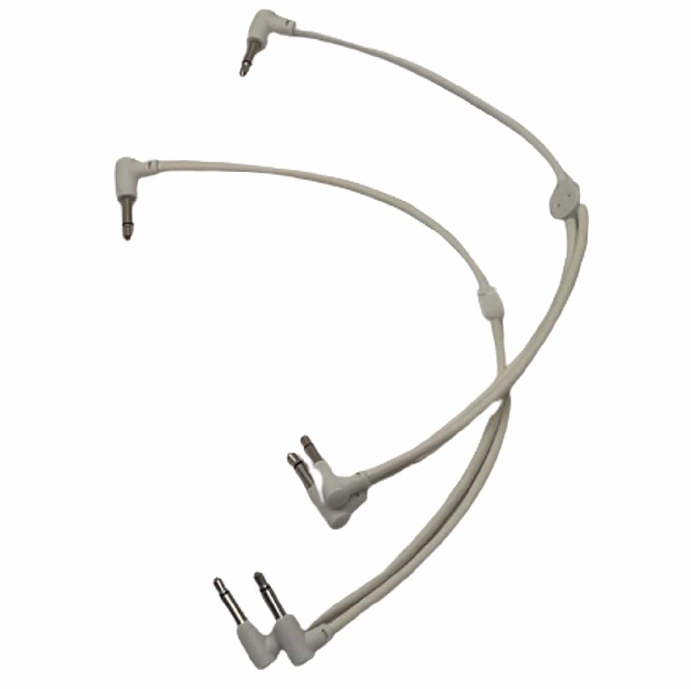 Starving Students Music Supplies Luigi's Modular M-Doppio Mini Y Right Angled Splitter Patch Cables 15cm x 15cm - 2 Pack (White) - 3.5mm Splitter for Eurorack Modular Synthesizer