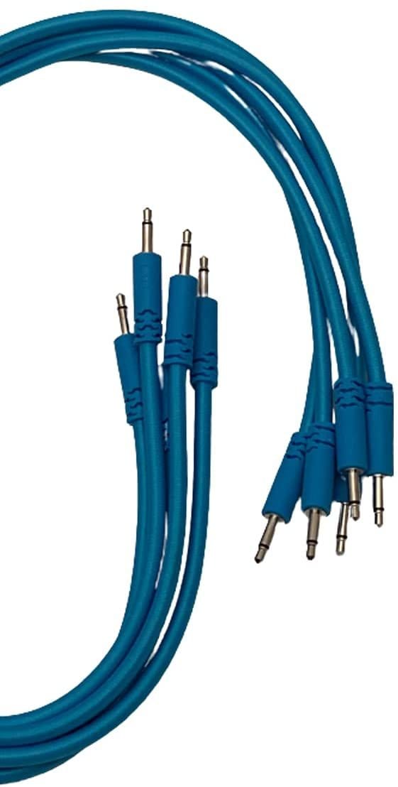 Luigi's Modular Supply Bucatini Braided Patch Cables - Package of 5 Blue Cables, 12" (30 cm)