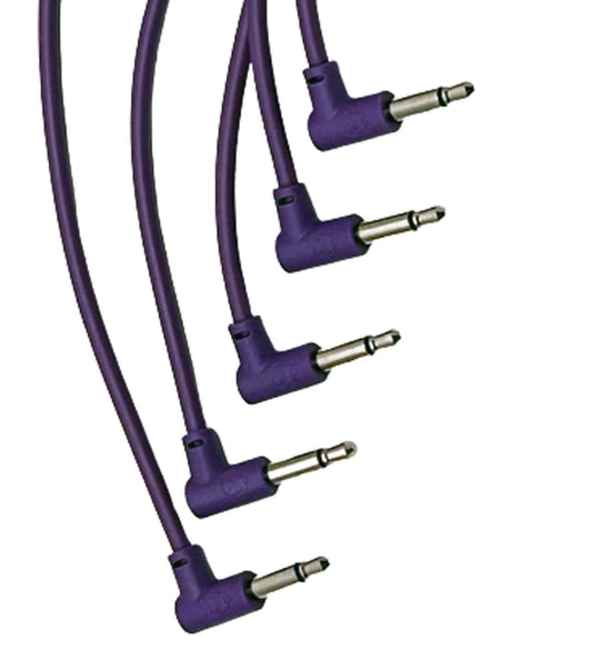 Luigis Modular M-PAR Right Angled Eurorack Patch Cables - Package of 5 Purple Cables, 6 (15 cm)