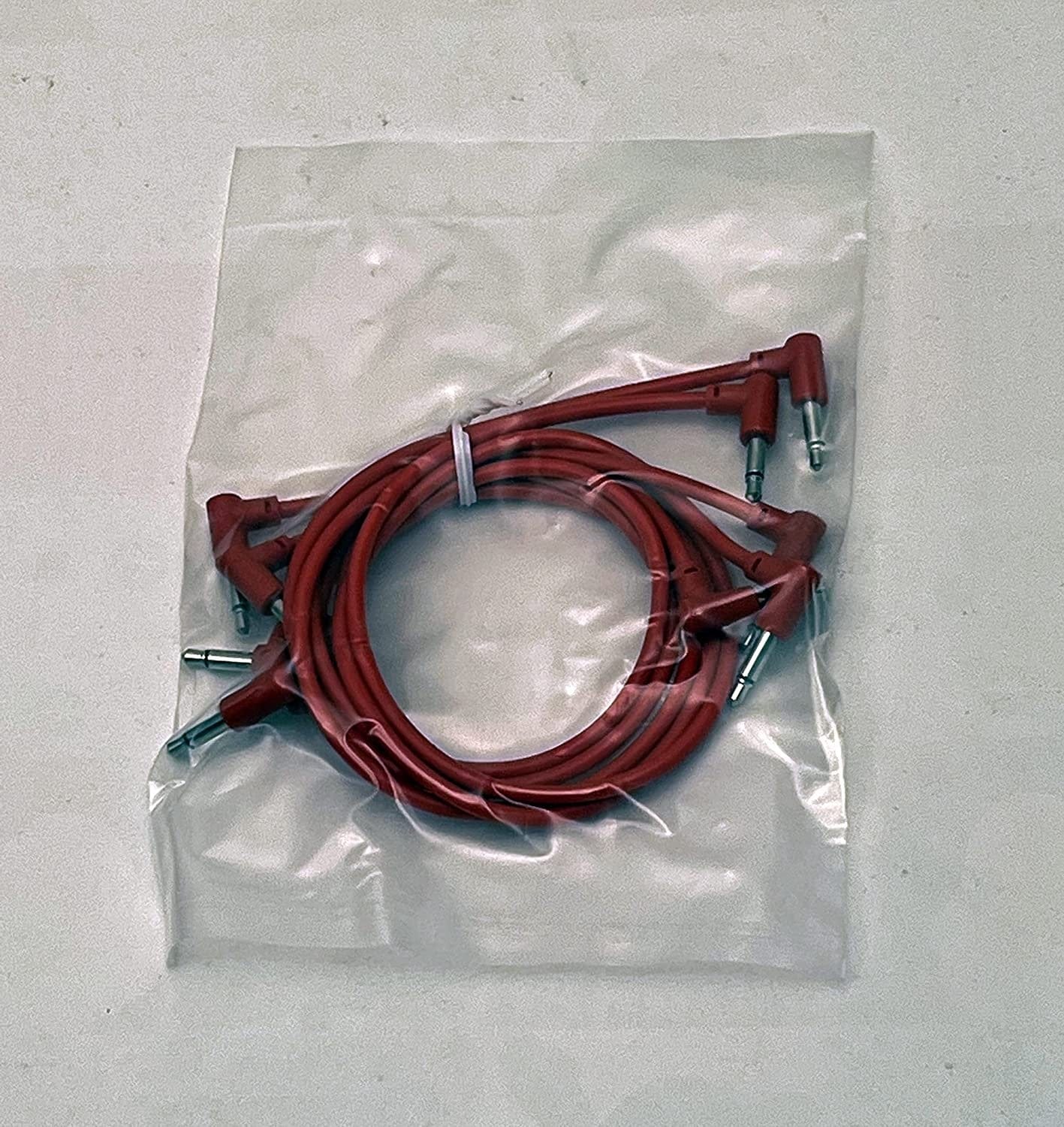 Luigis Modular M-PAR Right Angled Eurorack Patch Cables - Package of 5 Red Cables, 12 (30 cm)