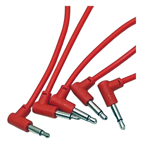 Luigis Modular M-PAR Right Angled Eurorack Patch Cables - Package of 5 Red Cables, 4 (10 cm)