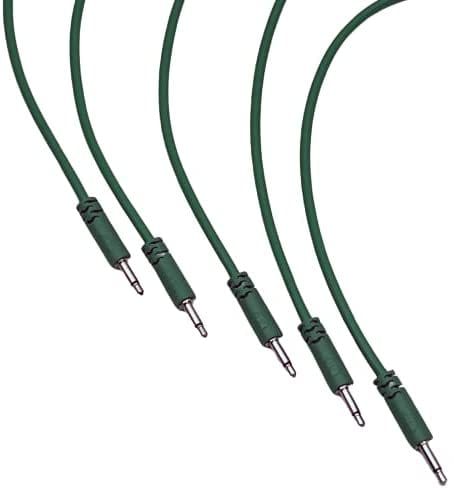 Luigis Modular Supply Spaghetti Eurorack Patch Cables - Package of 5 Green Cables, 12" (30 cm)