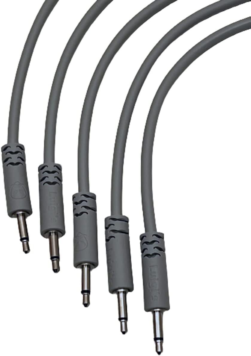 Luigis Modular Supply Spaghetti Eurorack Patch Cables - Package of 5 Light Gray Cables, 18 (45 cm)