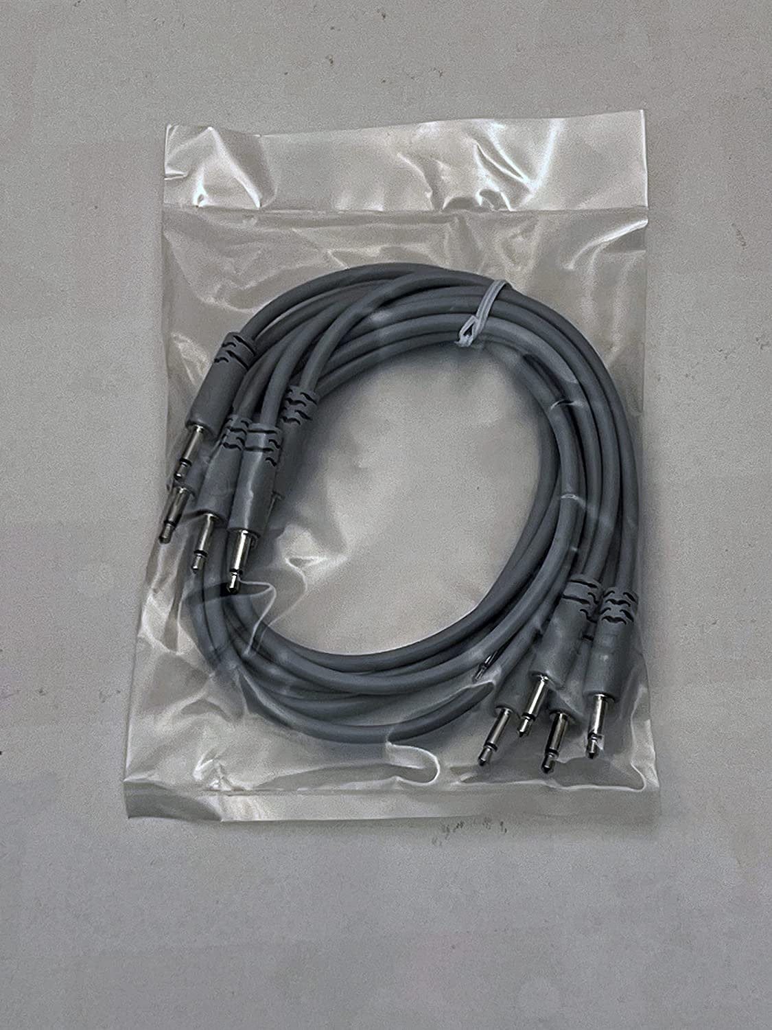 Luigis Modular Supply Spaghetti Eurorack Patch Cables - Package of 5 Light Gray Cables, 24 (60 cm)