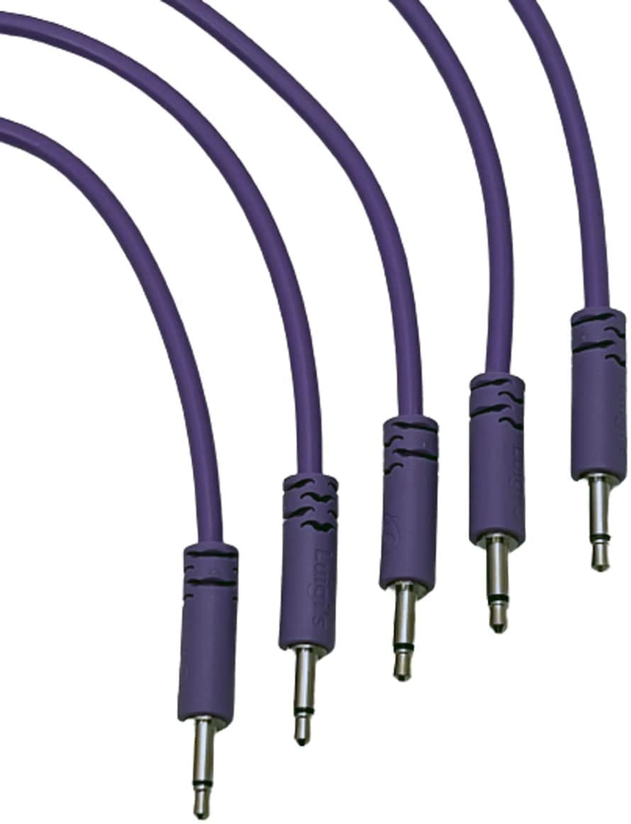 Luigis Modular Supply Spaghetti Eurorack Patch Cables - Package of 5 Purple Cables, 6 (15 cm)