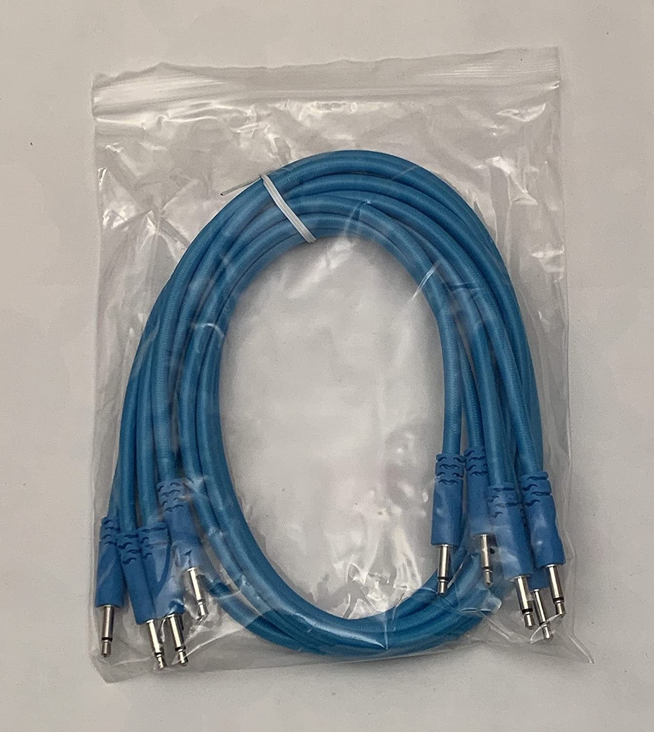 Luigi's Modular Supply Bucatini Braided Patch Cables - Package of 5 Blue Cables, 18" (45 cm)