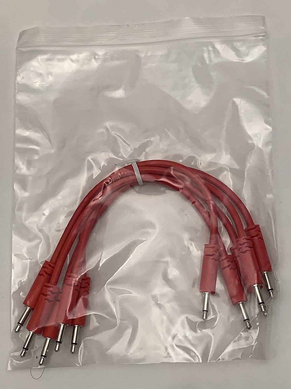 Luigi's Modular Supply Spaghetti Eurorack Patch Cables - Package of 5 Red Cables, 6" (15 cm)