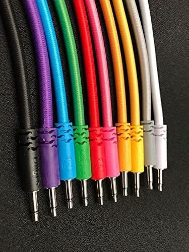 Luigis Modular Bucatini Braided Eurorack Patch Cables - Package of 5 Green Cables, 18" (45 cm)